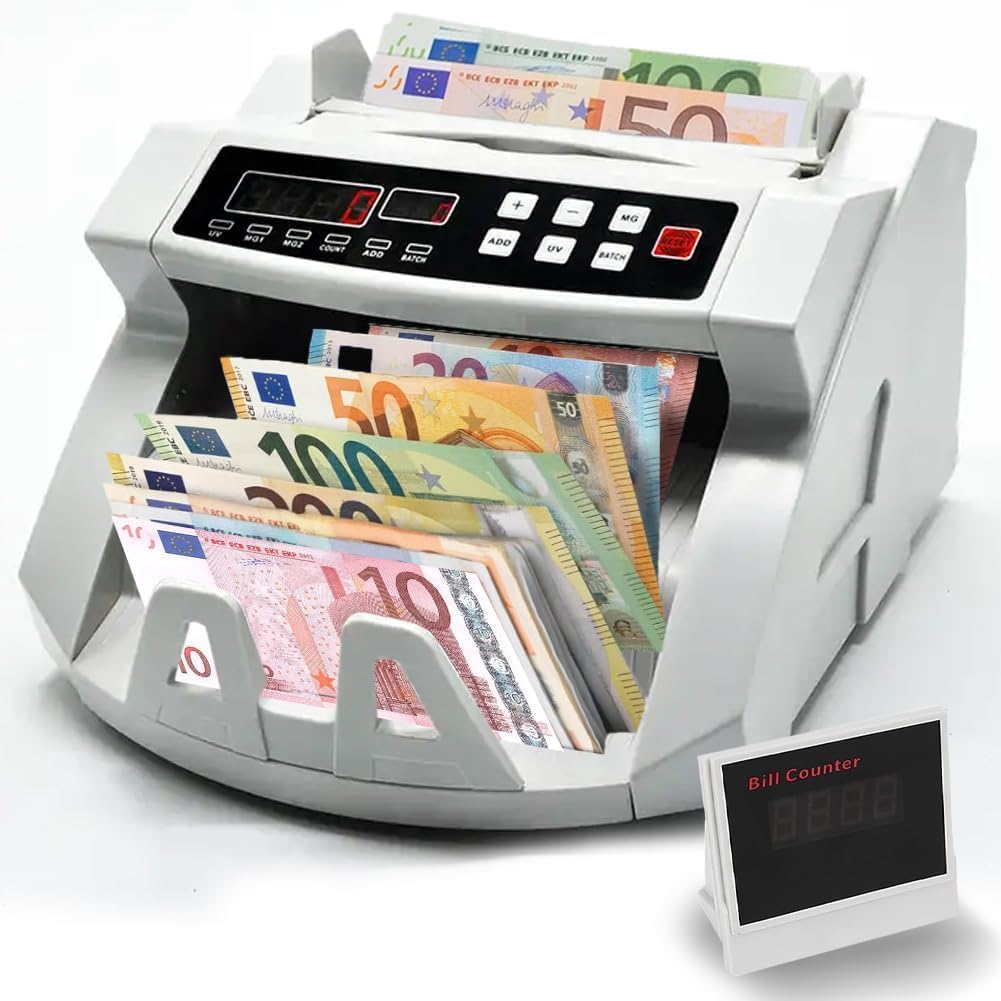 SQUADO - Conta Banconote Professionale Con Rilevatore Di Banconote False E Doppio Display Led
