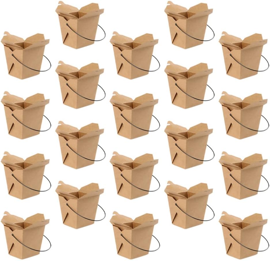 Hemoton 20pcs Take-out Boxes Handheld Kraft Containers for Snacks French Fries Cookies and More Lightweight Portable Food Packaging for Easy Carrying
