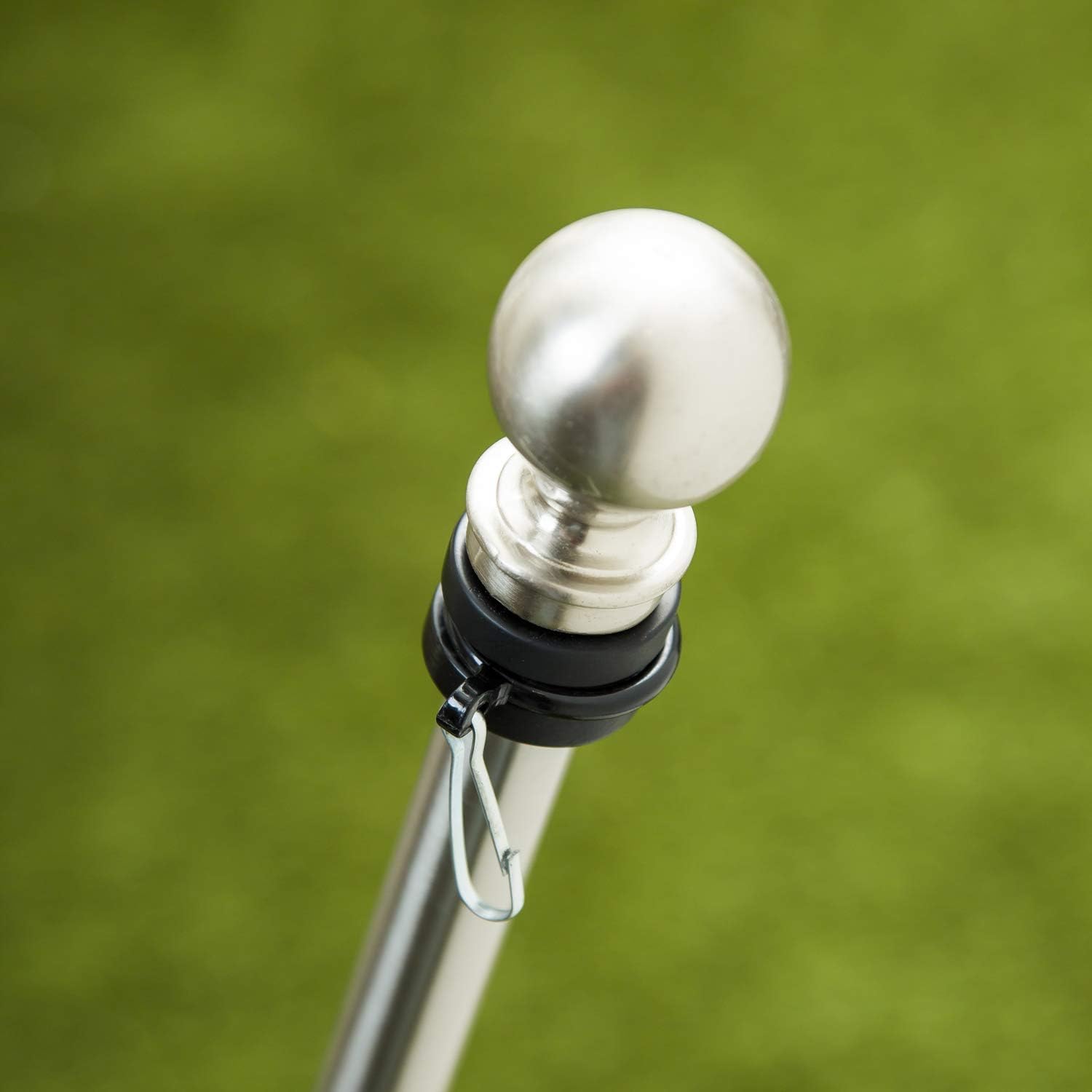 Evergreen Flag Weather Safe Iron Extendable House and Estate Flag Pole with Two Ring Clips - Extends from 35 L x 1.8 W to 60 L - for Pole Sleeve and Grommet Flags (Silver)