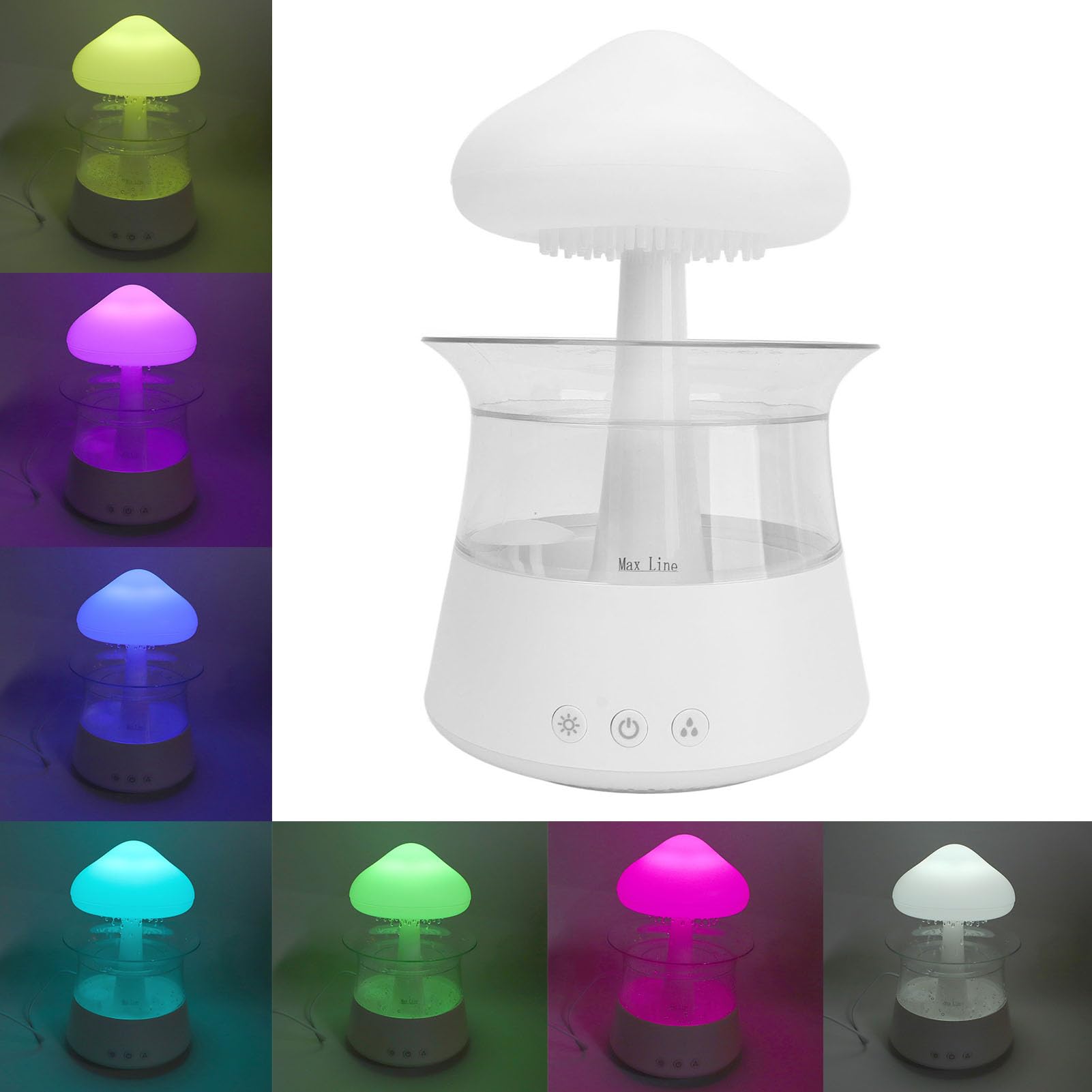 Bewinner Diffuseur de Champignons avec Humidificateur de Nuage de Pluie, Simulateur de Pluie Goutte à Goutte d'eau à 7 Couleurs Changeantes, Diffuseur d'huiles Essentielles 'aromathérapie pour
