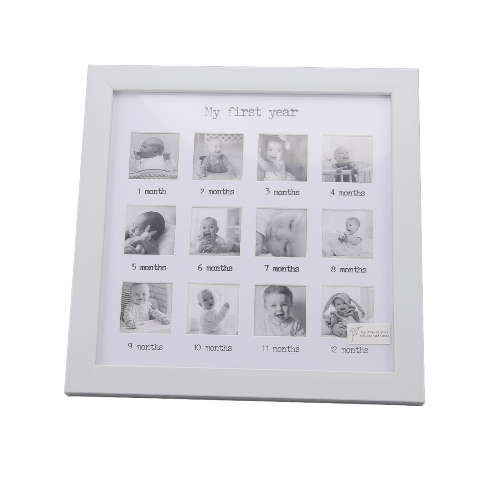 First Year Photo Frame, Growth Record Keepsake Picture Frame For Baby, Sturdy Milestone Collage Frame for Displaying Collection Cards, Portrait, Decor, Good Gifts, White