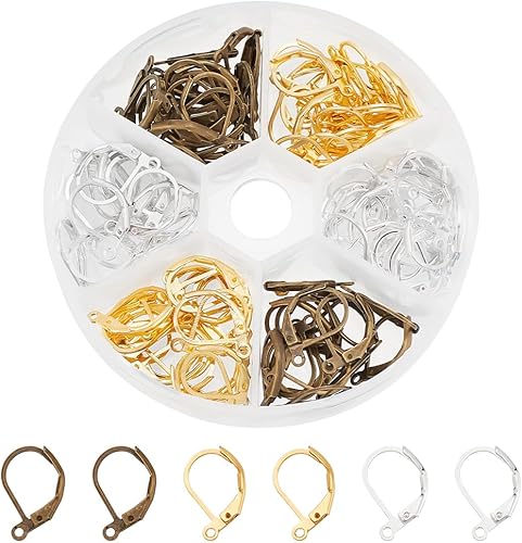 PH PandaHall 120 pendientes de latón con gancho francés alambre abierto de 0591 x 0394in para hacer joyas 3 colores