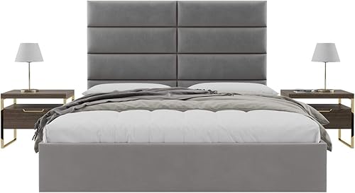 Miniatura 55 de Vänt - Paneles tapizados de cabecera para montar en la pared, diseño Isabelle, 60 x 23 pulgadas, configuración de 4 paneles individuales,