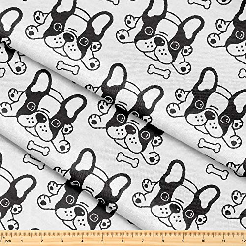 Premium Decorative Fabric by the Yard - 58" x 1 Yard - Stylish French Bulldog Print for Sewing, Quilting, Apparel, Crafts & Home Décor Projects