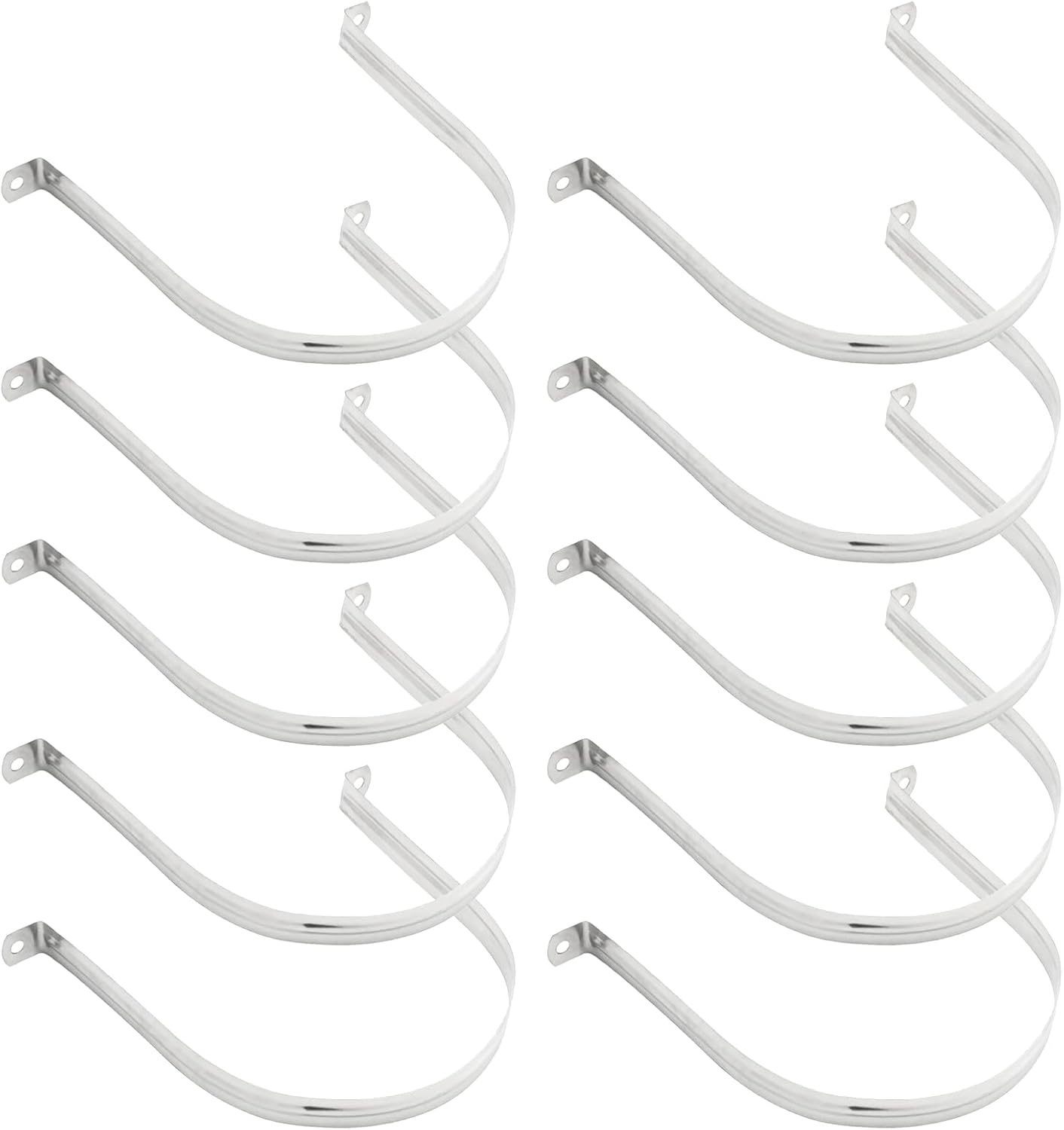 10Pcs 6-2/7 inch U-Tube Strap Clamp, 2 Hole U-Shaped Bracket, 304 Stainless Steel U-Bolt Clamp ID 160mm