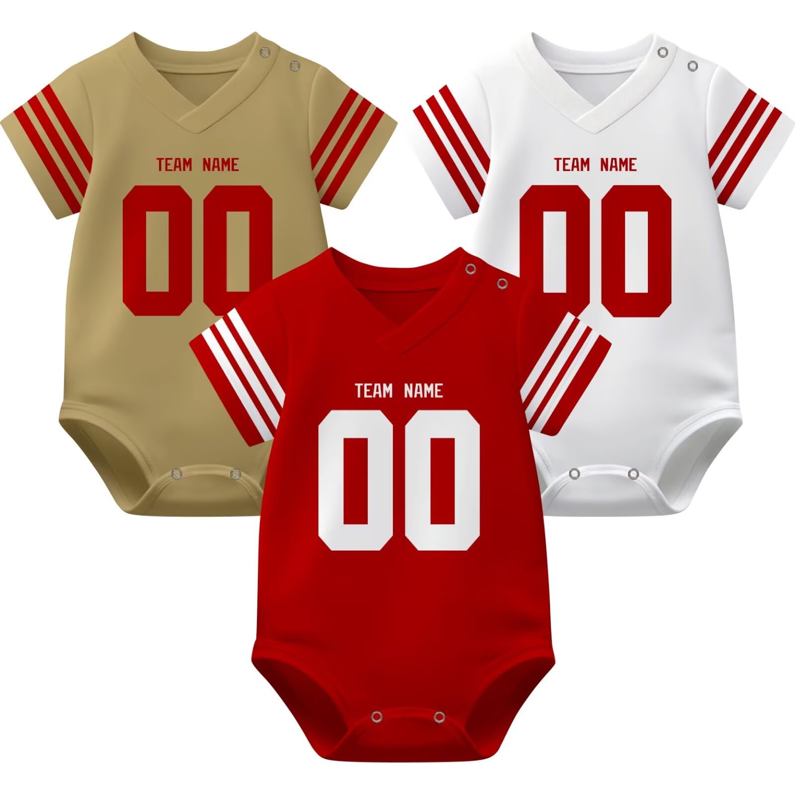 KREDE Baby Clothes Unisex Bodysuit Jersey Style Custom Name Number for Baby Boys