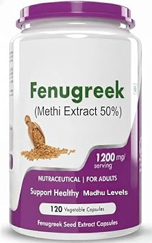 Fenugreek Seed Extract Supplement Veg-Capsule, 120 Count Pack of 1