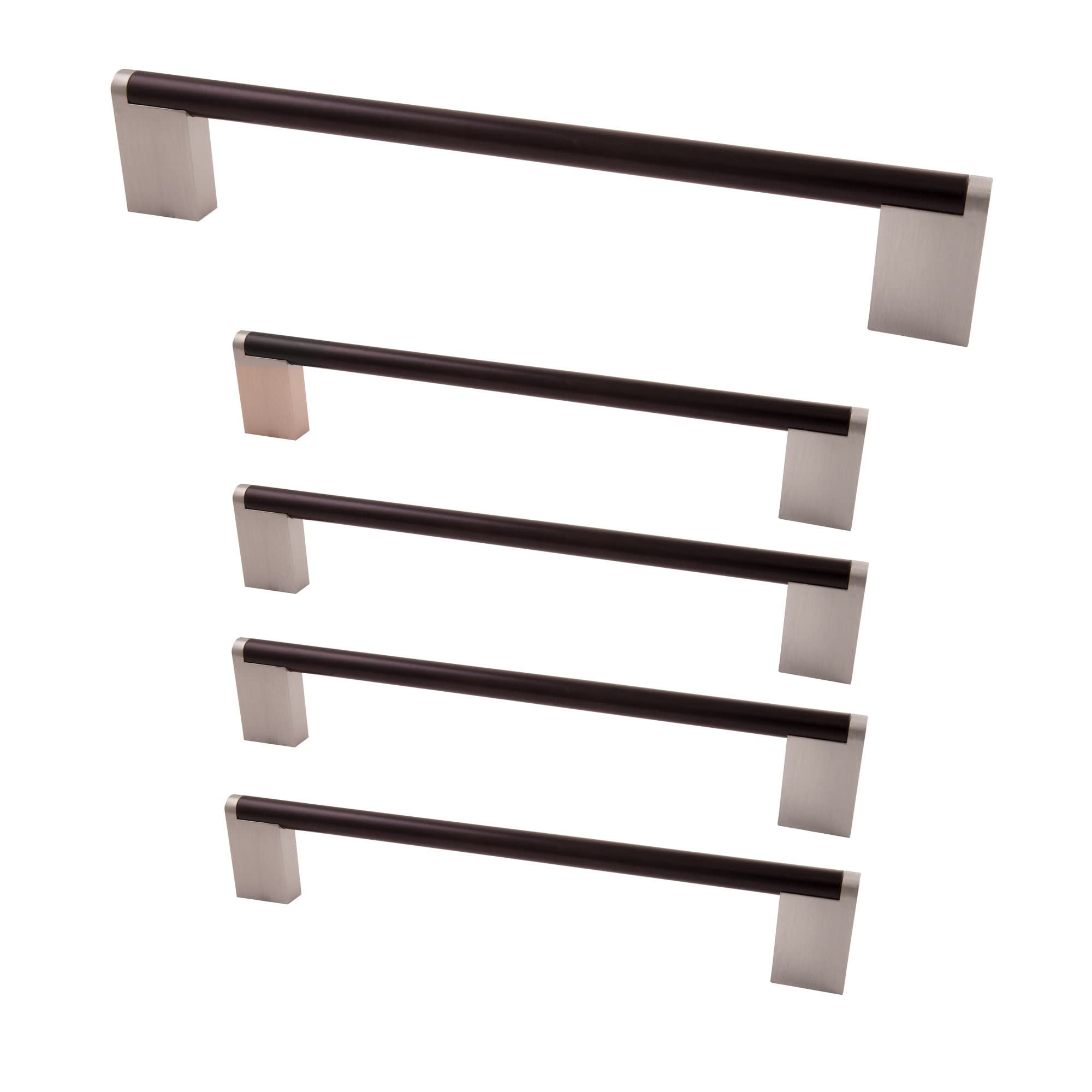 Design House189498-BSN Stone Ridge Cabinet and Drawer Pull, 5-Inch (128mm) Center to Center, Matte Black and Satin Nickel, 5-Pack