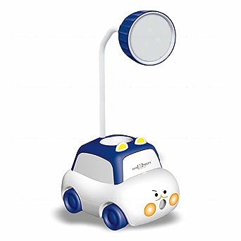 Pick Ur Needs Mini Rechargeable Car Design StudyTable LED Desk Lamp with Pencil Sharpening Night Light (Blue)