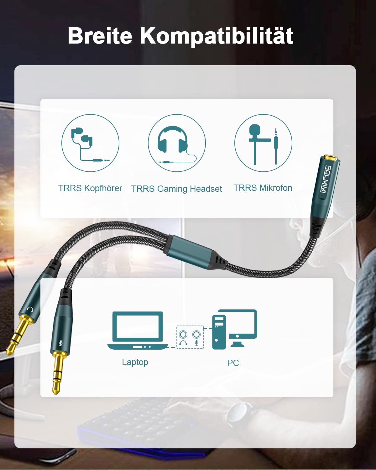 Cavo USB 3.1 tipo C maschio a microfono per cuffie minijack 3.5 Cavo a 4 pin per smartphone con porta di ricarica