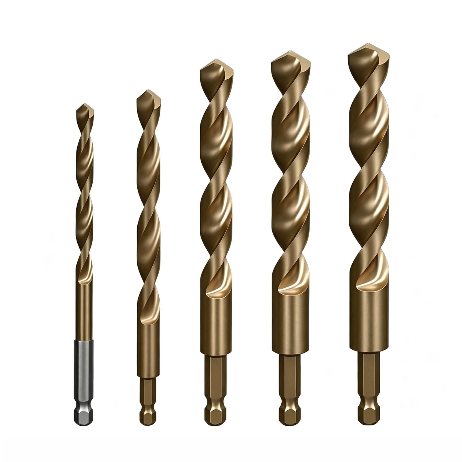 5 Pcs HSS Cobalt Foret Hélicoïda Set, M35 1/4 6-13 mm pour métal