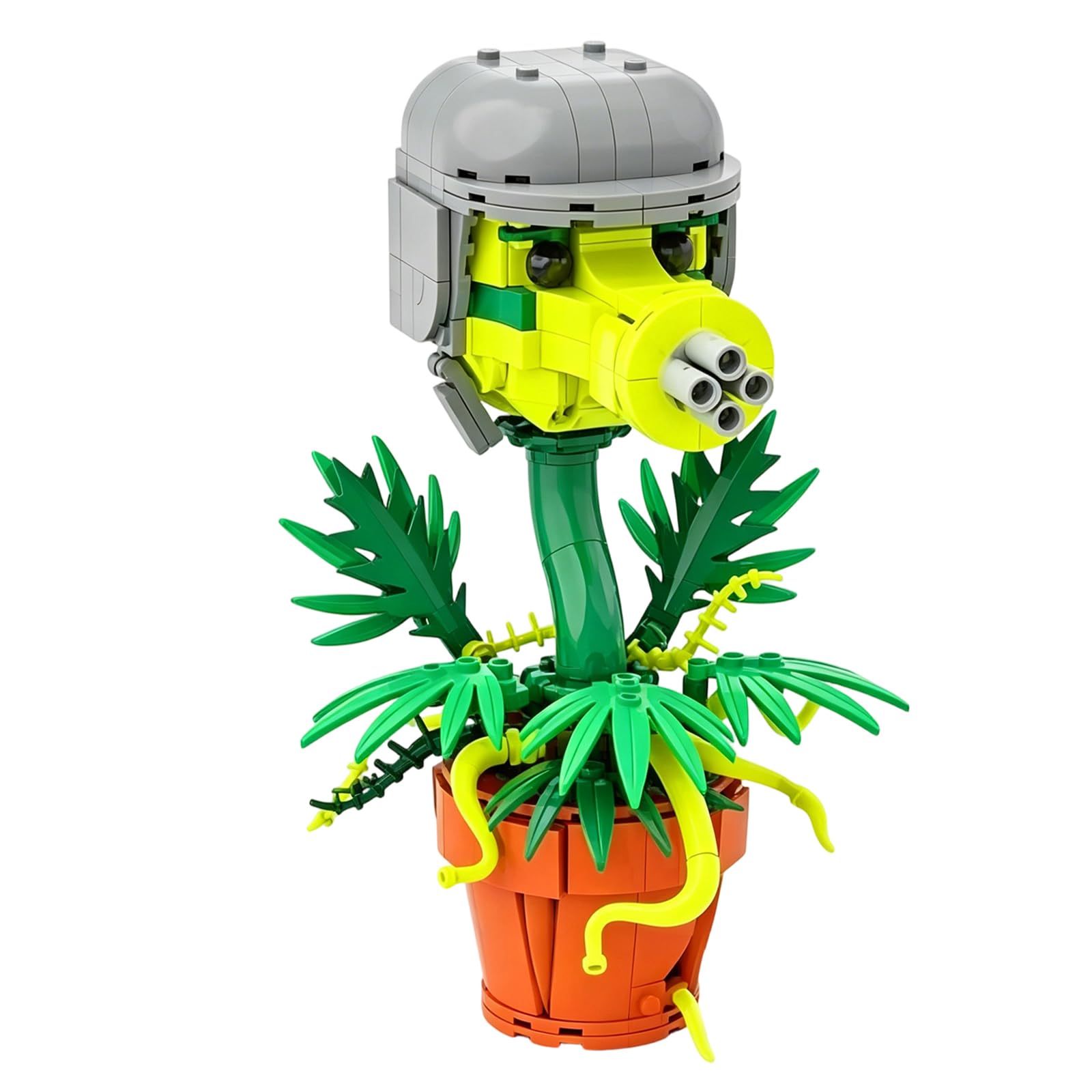 Peashooter Machine Gun Building Set - Horror Plant Potted Bonsai Building Bricks Kit, Plant Zombie Game-Inspired Model Toy, Creative Gift for Game Fans Adults Teen โ image 1
