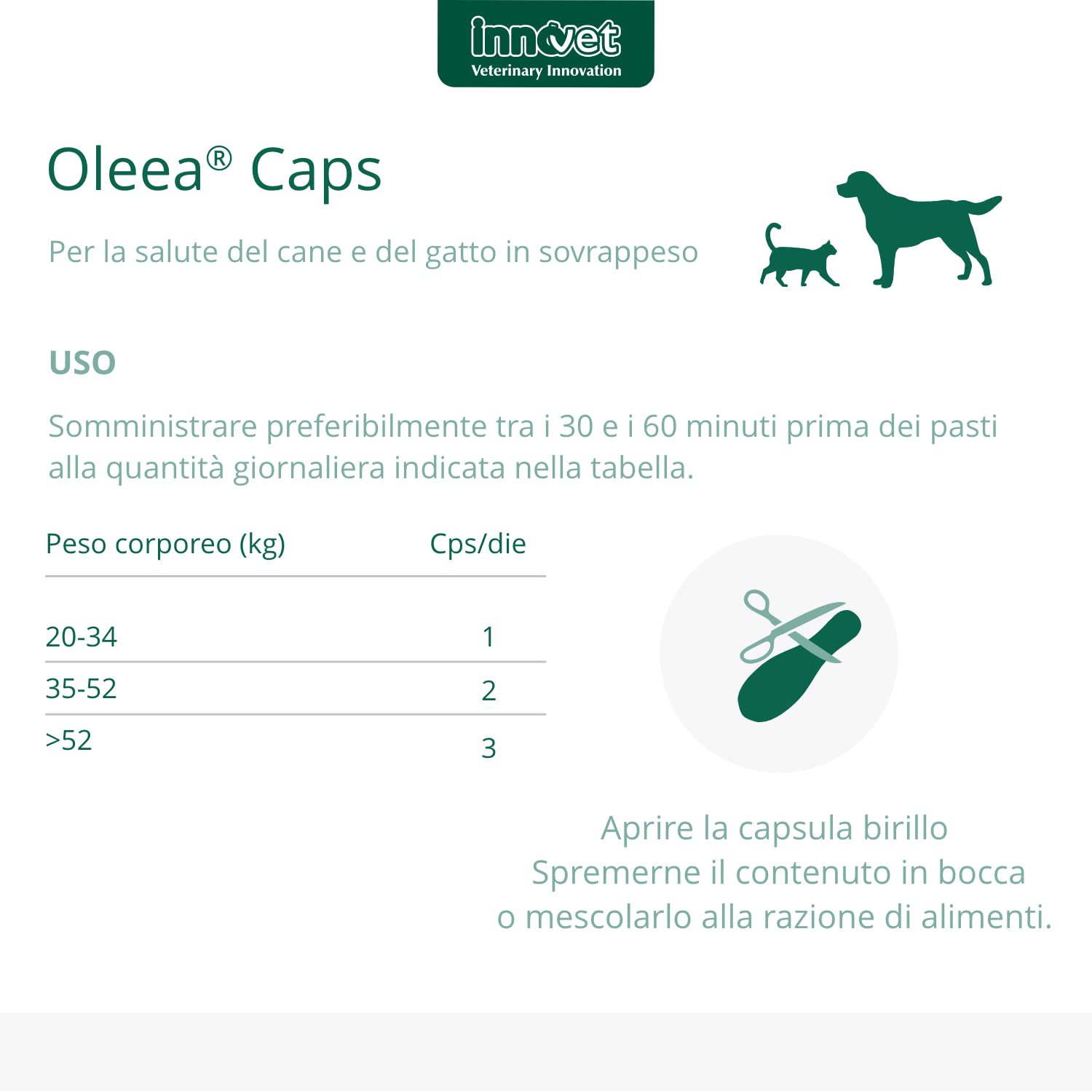 Oleea 60 Kapseln für die Gesundheit von übergewichtigen Hunden & Katzen