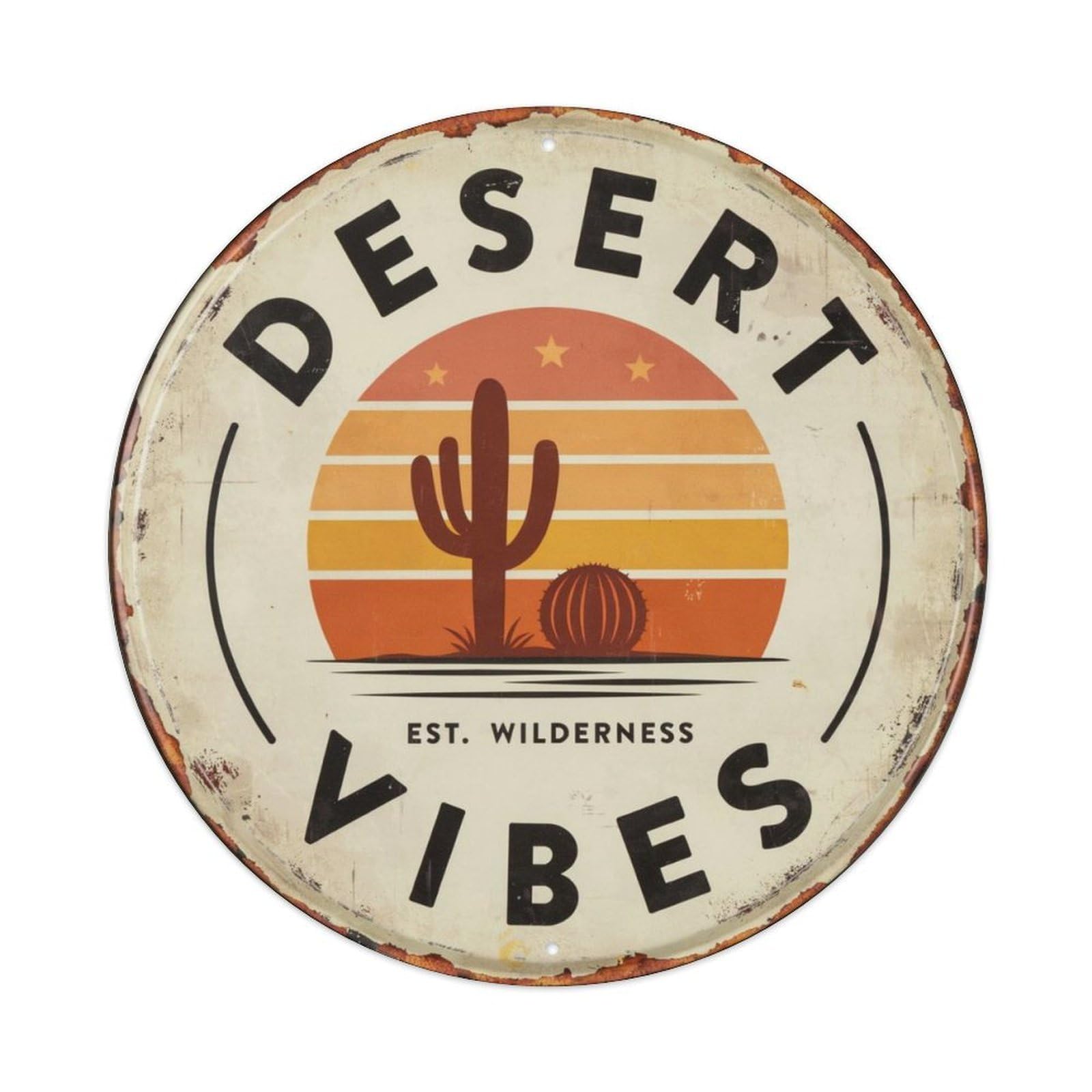 Desert Vibes Western Metal Tin Sign Plaque