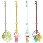 SMAUTOLIFE Toy Safety Straps 4PK Stretchable Silicone Pacifier Clips Baby Toddler Teether Bottle Harness Straps for Strollers,High Chair,Shopping Cart,Cribs,Exersaucer