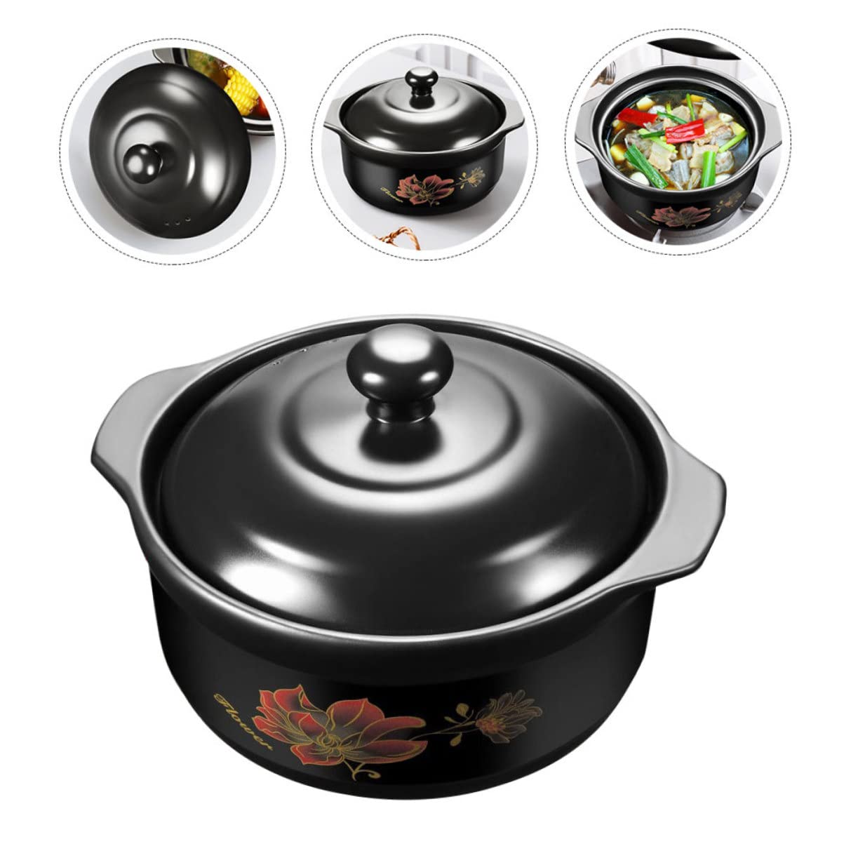 Casseruola in Ceramica Nera 1600ml per 1-2 Persone