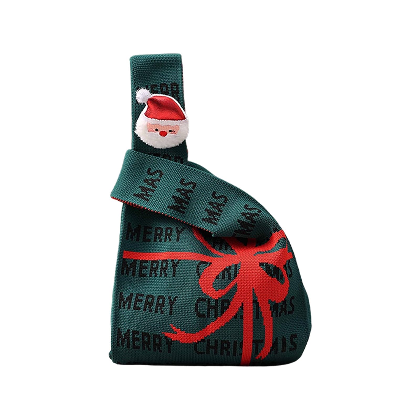 Msioytog Festival Santa Print Cloth Gift Sacks Stylish Washable Christmas Stocking for Home School Event and Family Gatherings Large Capacity Holiday Candy Bag