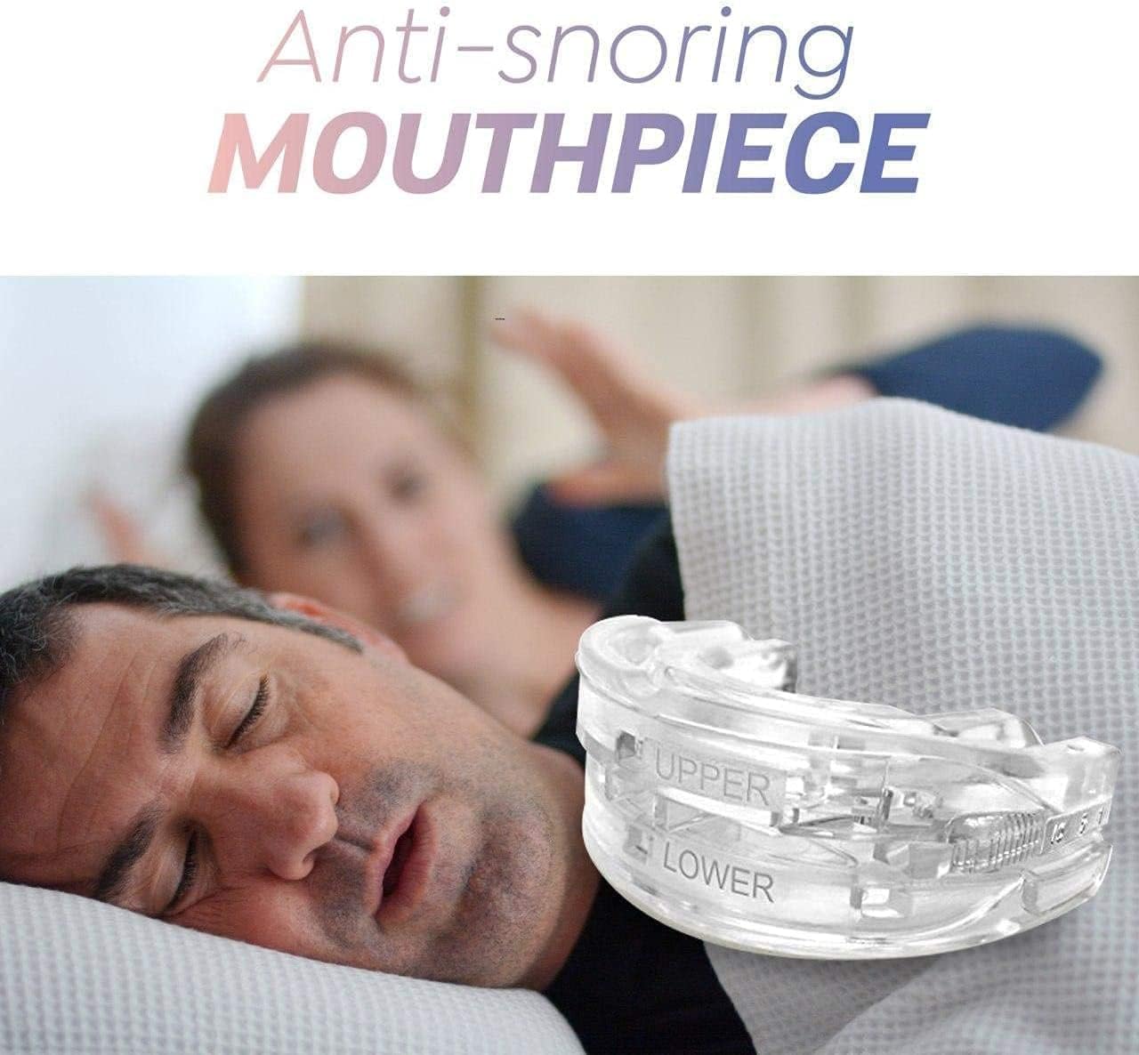 Bite Antirussamento,Bite Bruxismo notturno,Bite notte regolabile,Accogliente, Favorisce la Respirazione,Migliora La Qualità Del Sonno,Antirussamento,Anti Russamento uomo-White