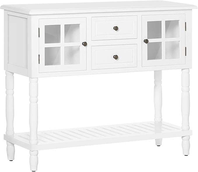 Vintage Console Table with 2 Drawers and Retro Sofa Table for