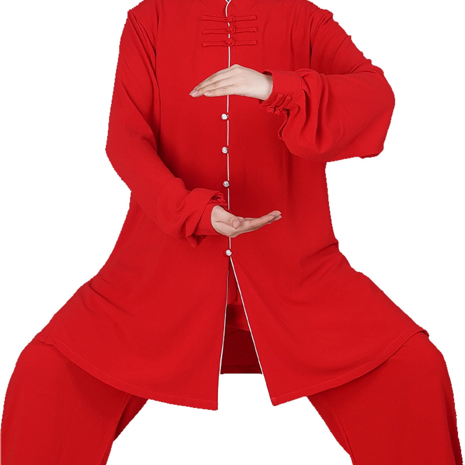 Odzież Tai Chi Sztuki Walki Chińskie Tradycyjne Mężczyźni Kobiety Kung Fu Taekwondo Ubrania Treningowe (Color : Red, Size : S)
