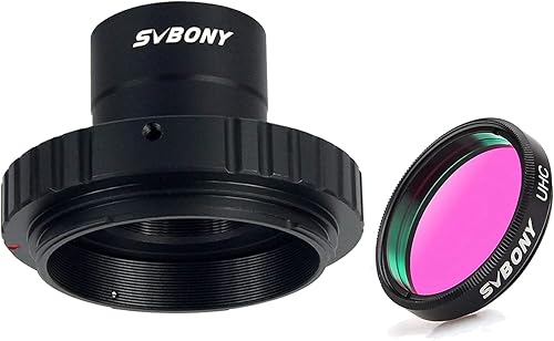 SVBONY Adaptador de anillo T T2 y adaptador en T para lentes EF estándar Canon EOS, paquete con SVBONY de 1.25 pulgadas UHC filtro telescopio cámara