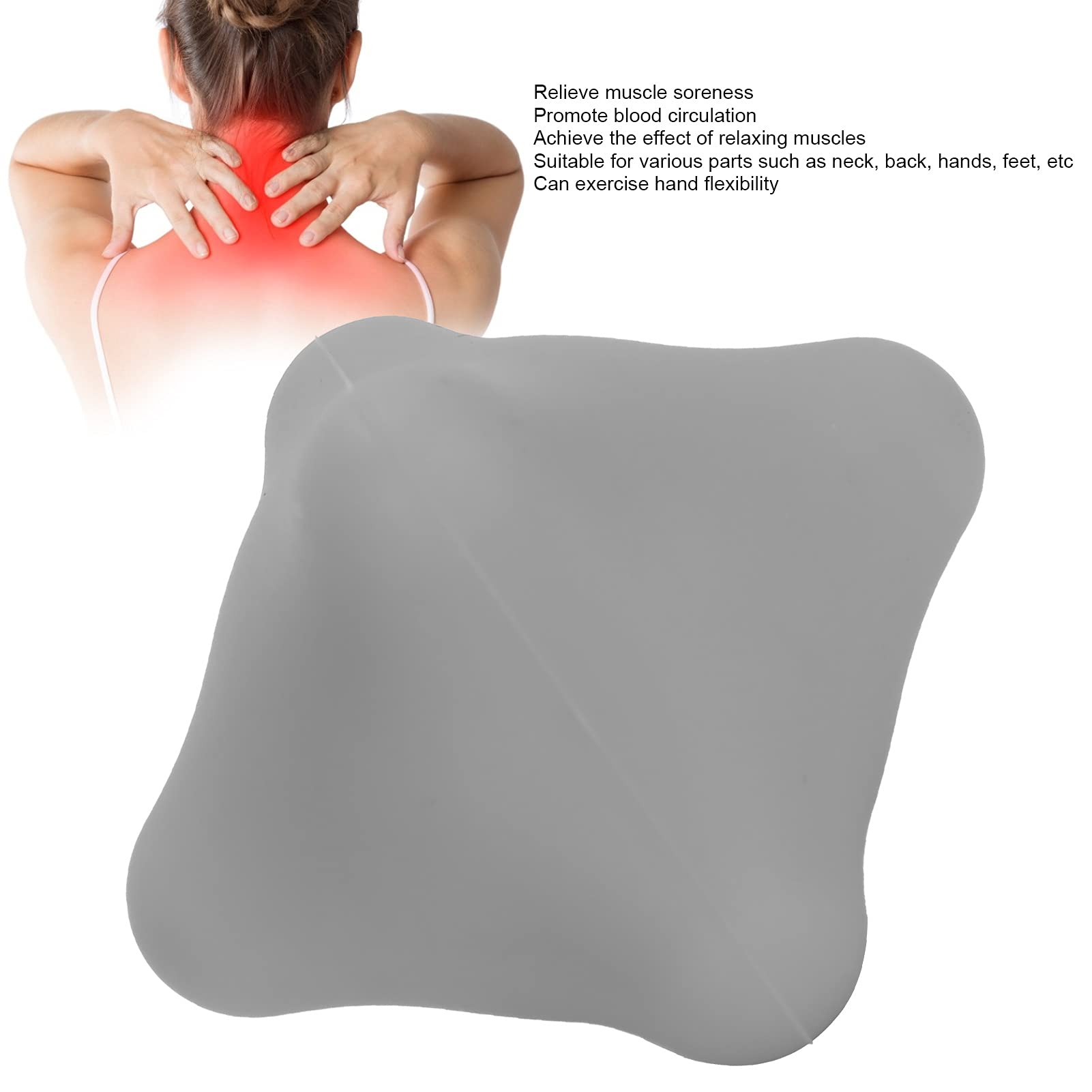 Pelota de Masaje, Práctica Pelota de Ejercicio Fascia Resistente Al Desgaste con Material de Silicona de Calidad Alimentaria para Relajar los Músculos(Gris)