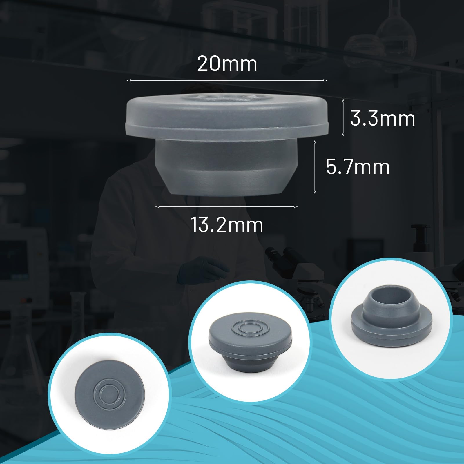 Tappi in gomma per fiale da 20 mm (100 unità), porte iniezione autocicatrizzanti per funghi, fiale di vetro e barattoli di coltura, possono essere sterilizzati a vapore e riutilizzati