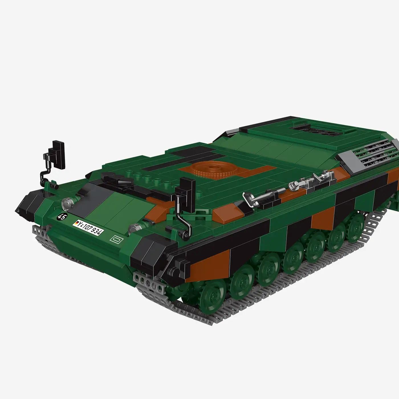 BlueBrixx Kampfpanzer Leopard 1 Bundeswehr, 1237 Klemmbausteine | Zwei Bordwaffen zur Wahl, drehbare Waffenanlage, abnehmbare und öffnbare Luken, 330 x 120 x 170 mm, Tarnoptik, 109770