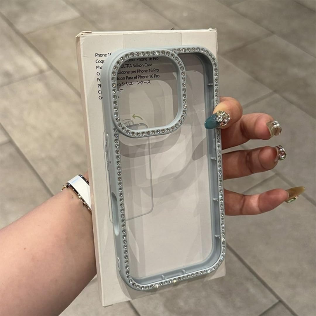 Coque transparente iPhone 12 Pro Max pailletée bleu ciel parfaite pour briller en soirée