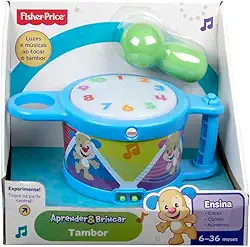 Fisher-Price Aprender e Brincar Brinquedo para Bebês Tambor para crianças a partir de 6 meses