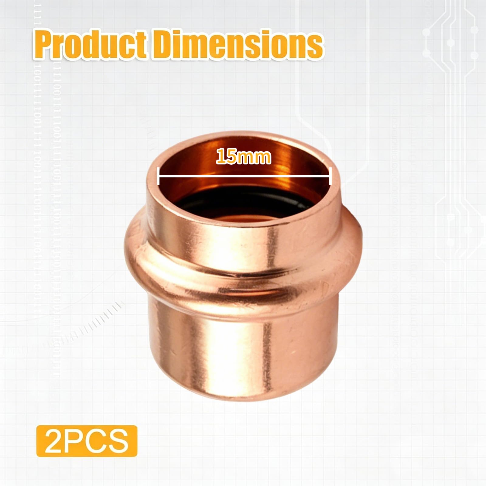 Pressfitting Stopfen 15mm: 2 Stück Kupfer Presskappe V-Kontur – Endkappe für Kupferrohr 15mm, für Trinkwasser & Heizungsanlagen