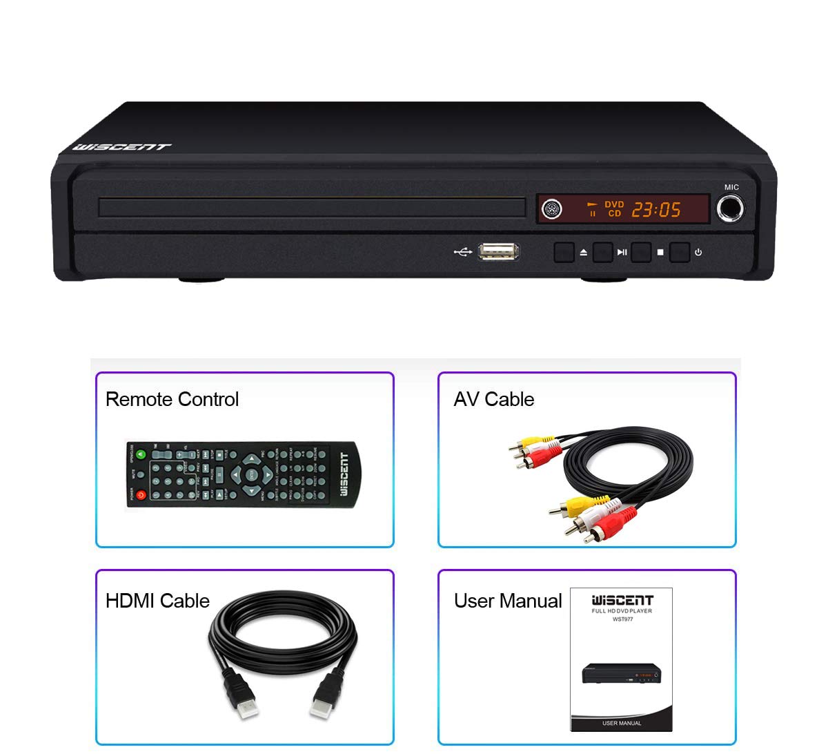 DVD-Player für TV mit HDMI, USB-Eingang – Kompakter Allregion-Player für DVDs & CDs