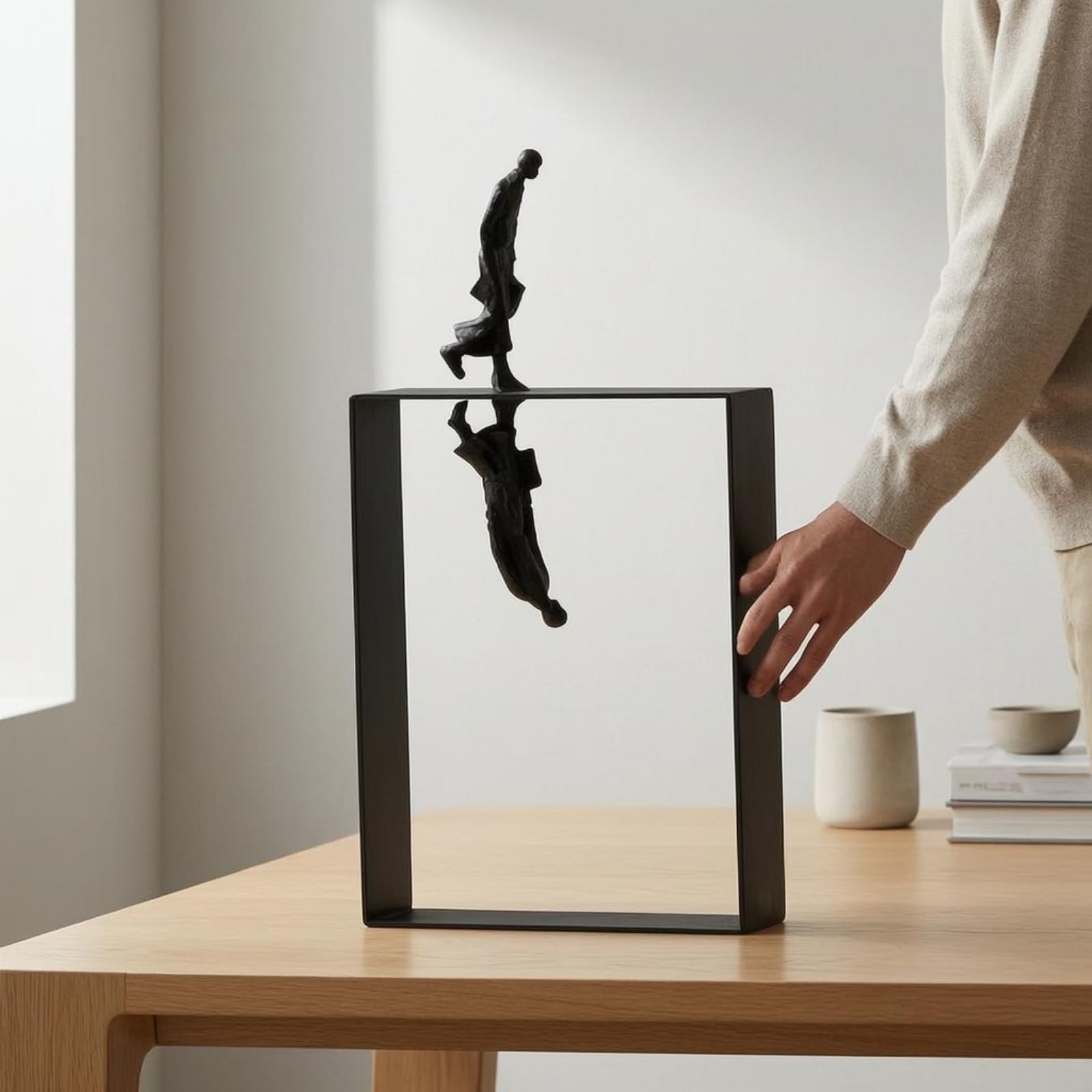 Figura Humana Estilizada Moderno Escultura Minimalista Moderna Acabado Liso Escultura Estilizada para Estudio