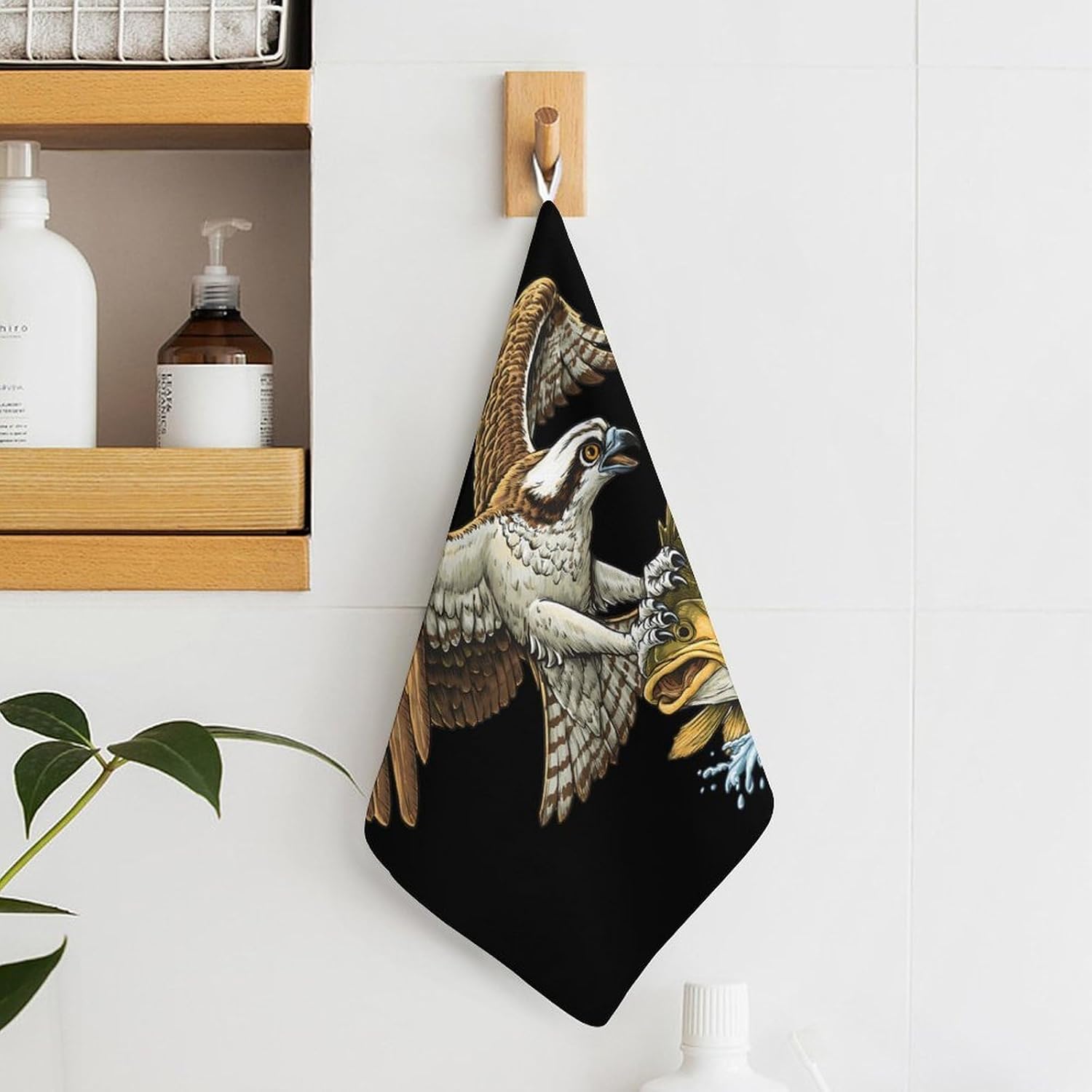 Ospreyes-Bass Fish Hand Towels for Bathroom Handkerchief | Absorbent,with Hanging Loop,Kitchen Towels,for Home Hotel,Soft