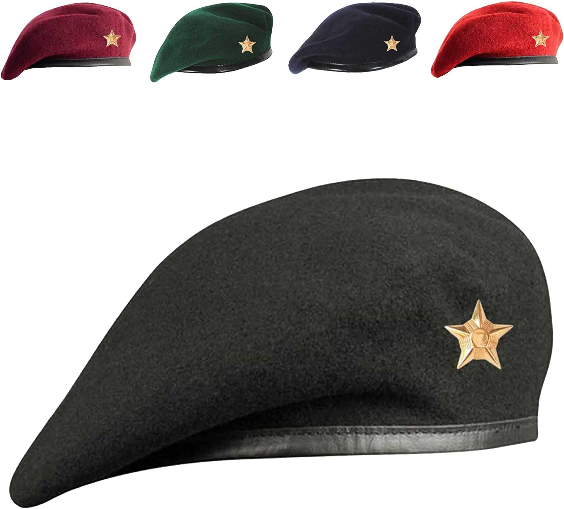 Woolen Army Style Rajputana Beret Cap for Men & Women with Star Badge