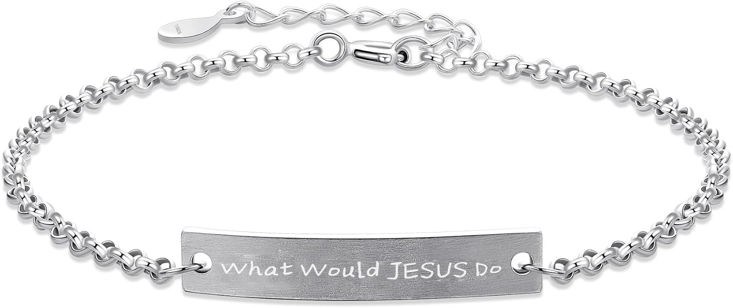 What Would Jesus Do Bracelet for Women, 925 Sterling Silver Christian Faith Reminder Jewelry, Meaningful Gift for Her