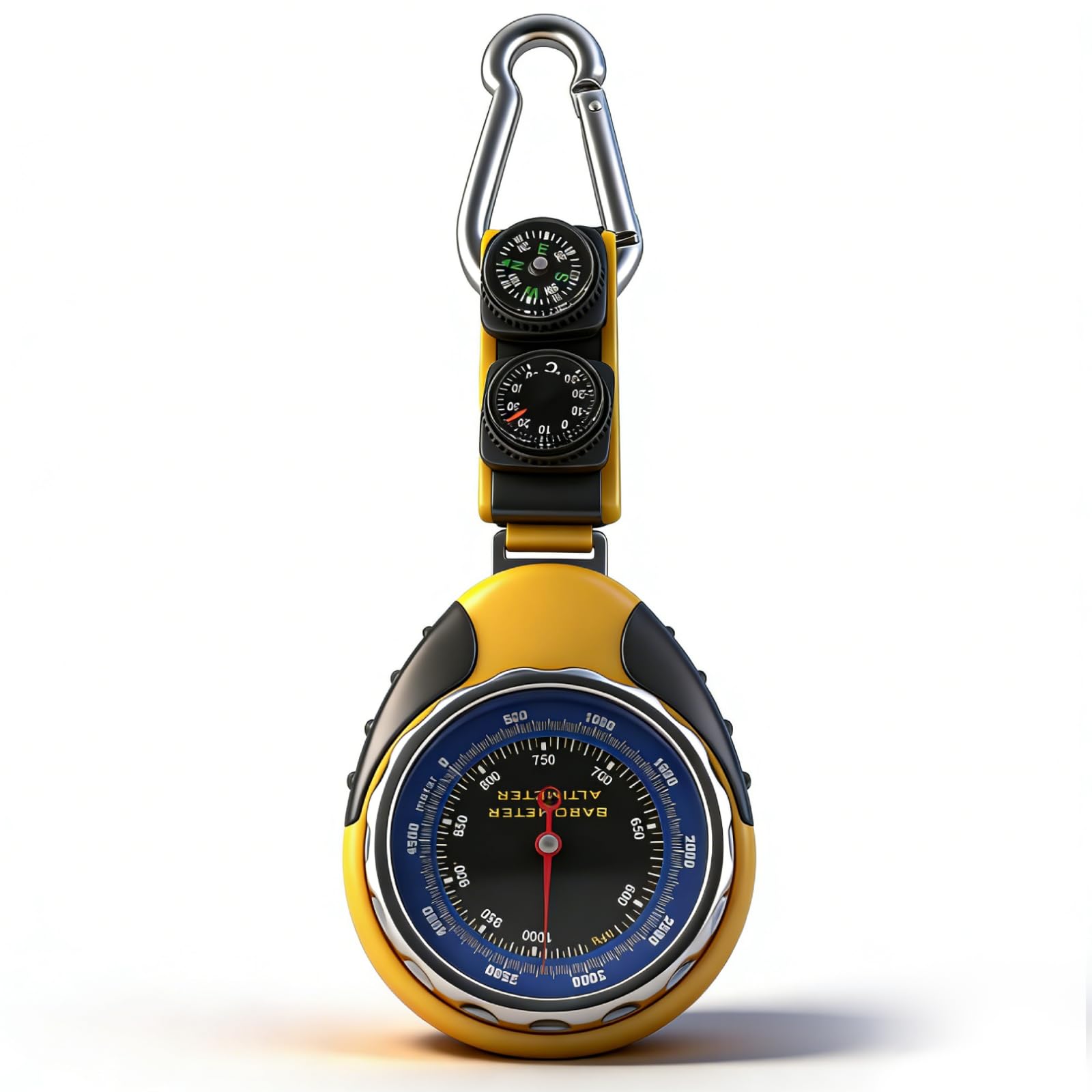 Barometer Höhenmesser Analog, 4-in-1 Mini Kompass Outdoor Mit Barometer, Altimeter, Thermometer, Batteriefreier Höhenmesser Kompass Schlüsselanhänger Zum Outdoor Klettern Camping Wandern