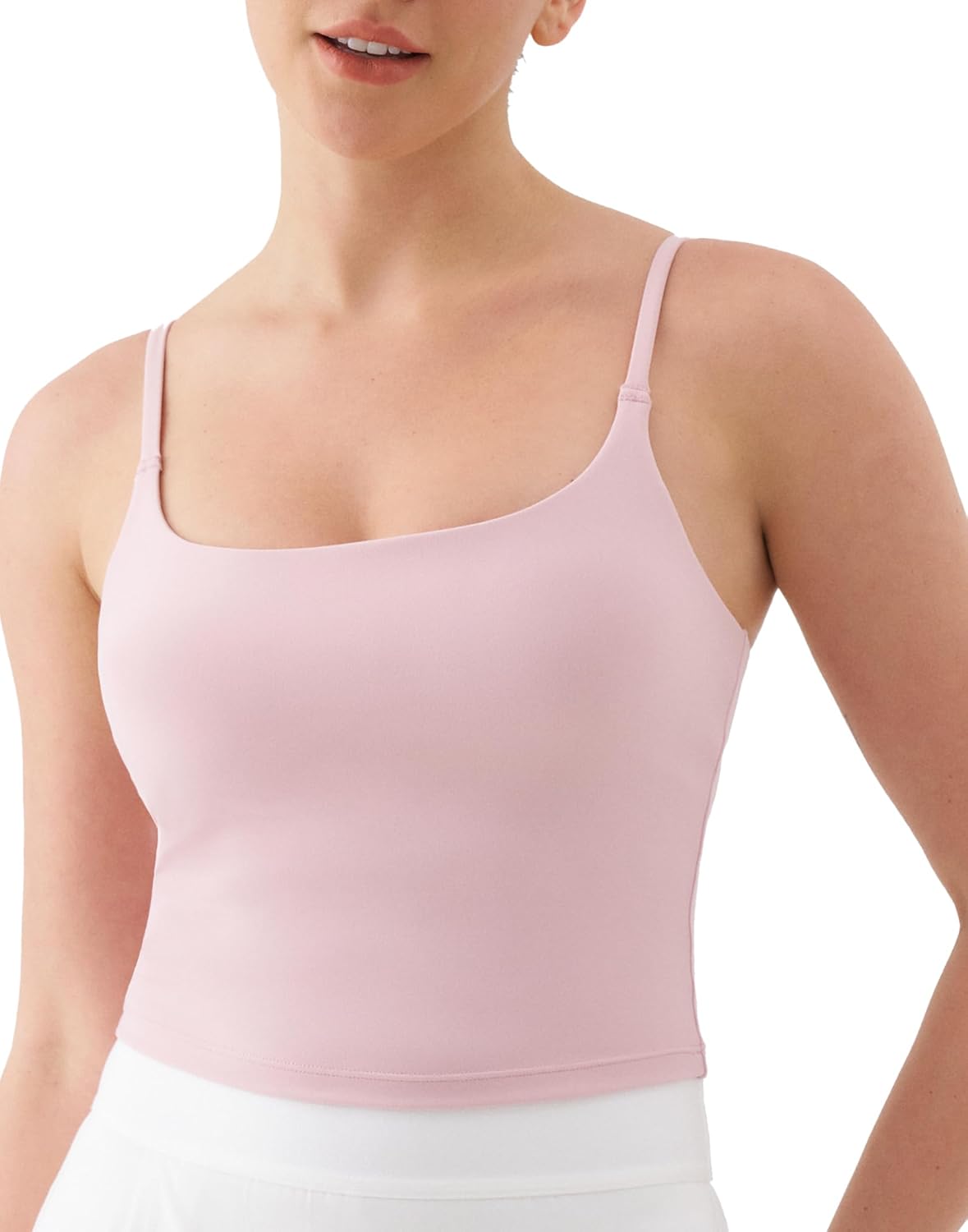 K-Swiss Crop Tops for Women - Adjustable Thin Straps Square Neck Padded Sports Bra