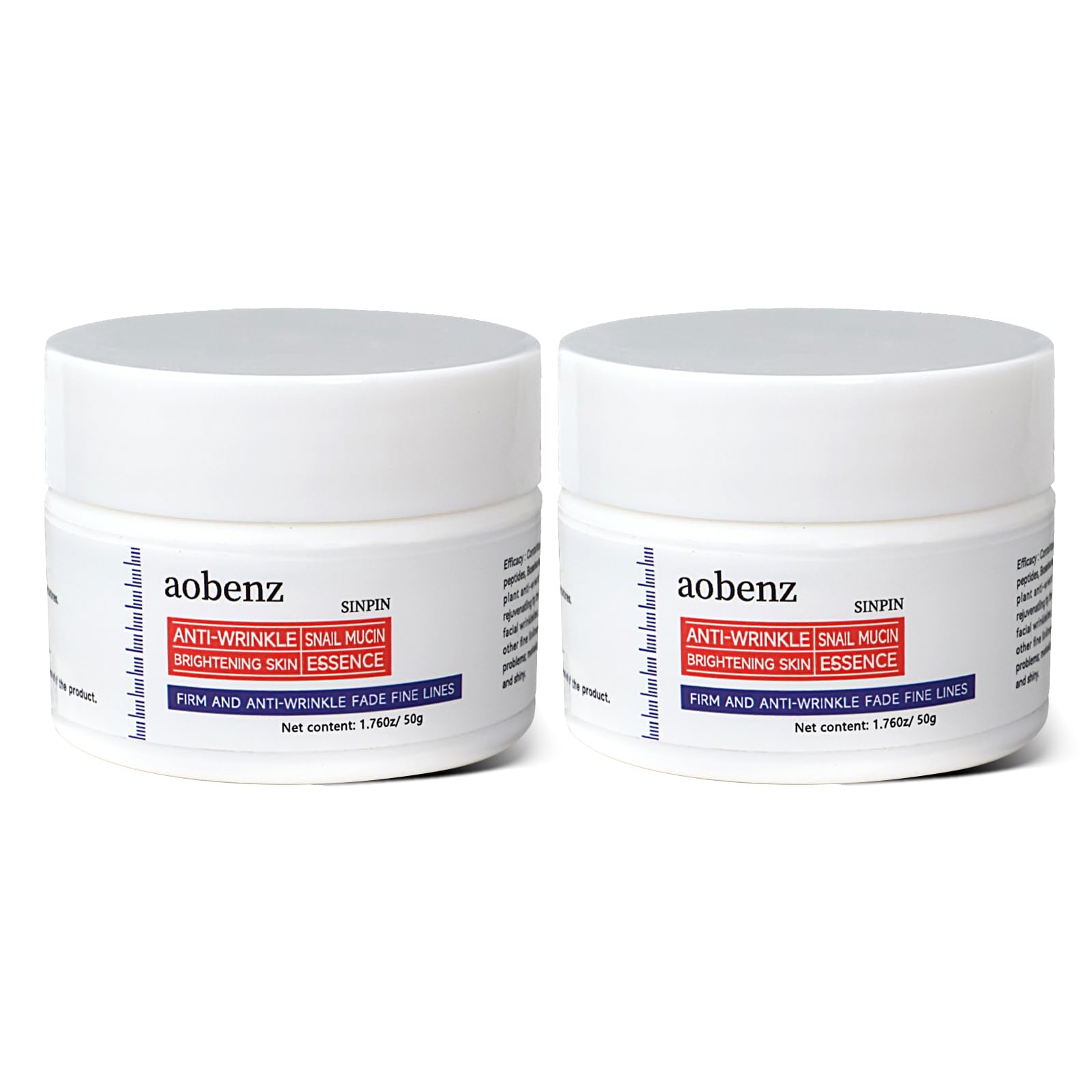 aobenz Snail Mucin Moisturizer - Snail Mucin 68%, Niacinamide 2%, Hyaluronic Acid | Firming & Hydrating Night Cream for Face, Neck | Anti Wrinkle, Tightening, Repair |For All Skin Types, 1.76FL(2PCS)