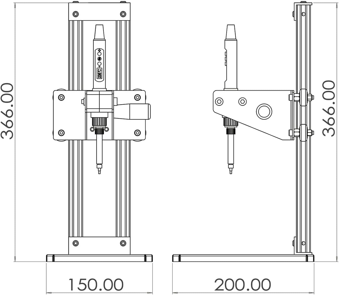 Vertikale Hitze-Pressmaschine,Heat Set Insert Tool,Messing Einsätze 3D Druck,Heat Set Insert Spitze für Gewinde Rändelmutter M2/M3/M4/M5/M6 (1/4)/M8 (ZW12H+380PCS) | Einsteckhöhe 210 mm, mit 380 Gewindeeinsätzen und Schnellwechsel, M2-M8-Größen Wärmeeinsa