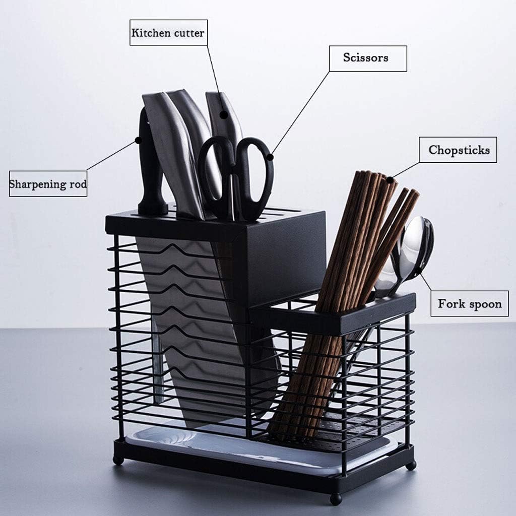 Kitchen Storage Rack Multifunctional Kitchen Rack 304 Stainless Steel Cutter Chopsticks Storage Rack with Drain Tray Storage Shelves