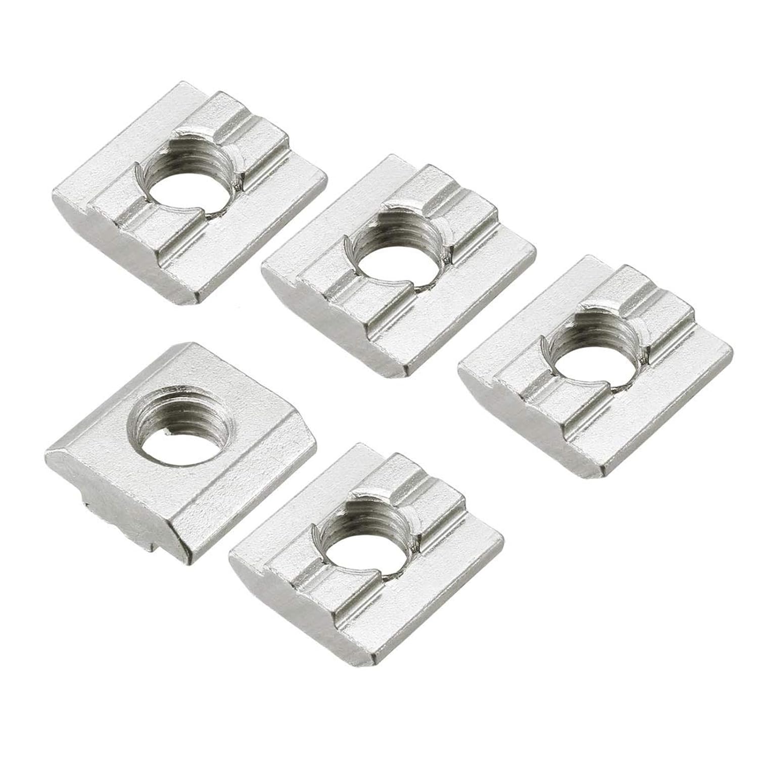 T Nuts 30pcs Nickel Plated Carbon Steel T Slot Bolts 4040 Series M6 Hammer Head Fastener Sliding T-Nuts for Aluminum Extrusion Profile (Silver)