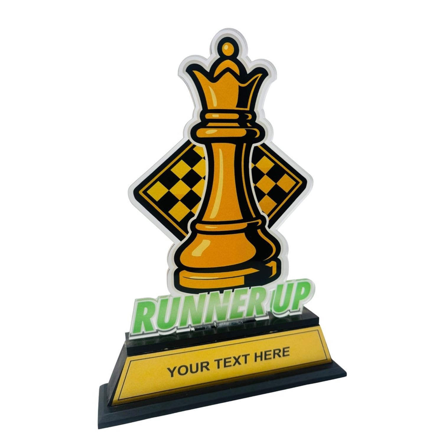 Acrylic Chess Runner Up Trophy (10 Inch) | King Piece Award with Wooden Base | Customizable Chess Tournament Trophy for School, Club & Competition-picture-25