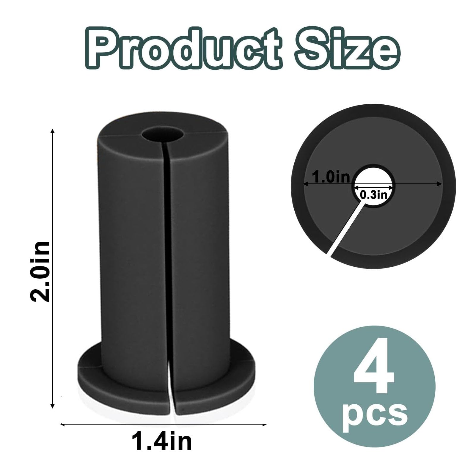 Rubber Ethernet Cable Grommet 1 Inch Cable Wall Pass Through Grommet Organizer for Home and Outdoors (Black)