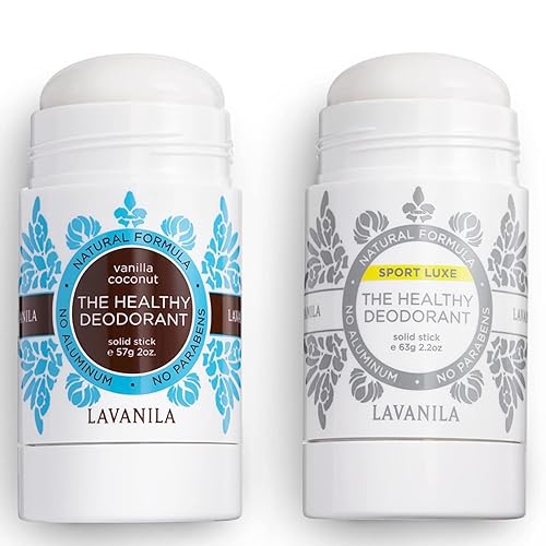 Miniatura 2 de Lavanila Desodorante natural sin aluminio para niñas, vainilla coco + Sport Luxe (2 onzas cada uno)  The Healthy Deodorant  Barra sólida, vegano