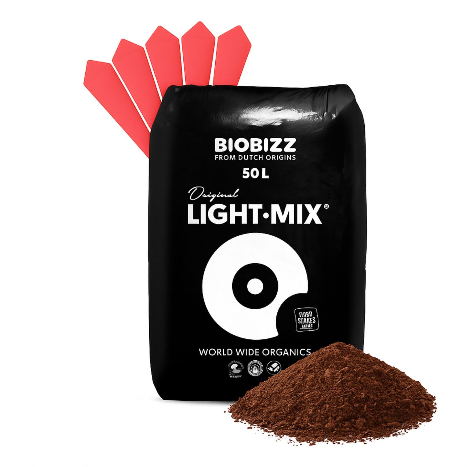 Weedness BioBizz Light Mix Bolsa de 50 litros - Tierra para macetas Crece en Interiores y Exteriores Plantas de balcón Bonsái Palmeras Coco orgánico