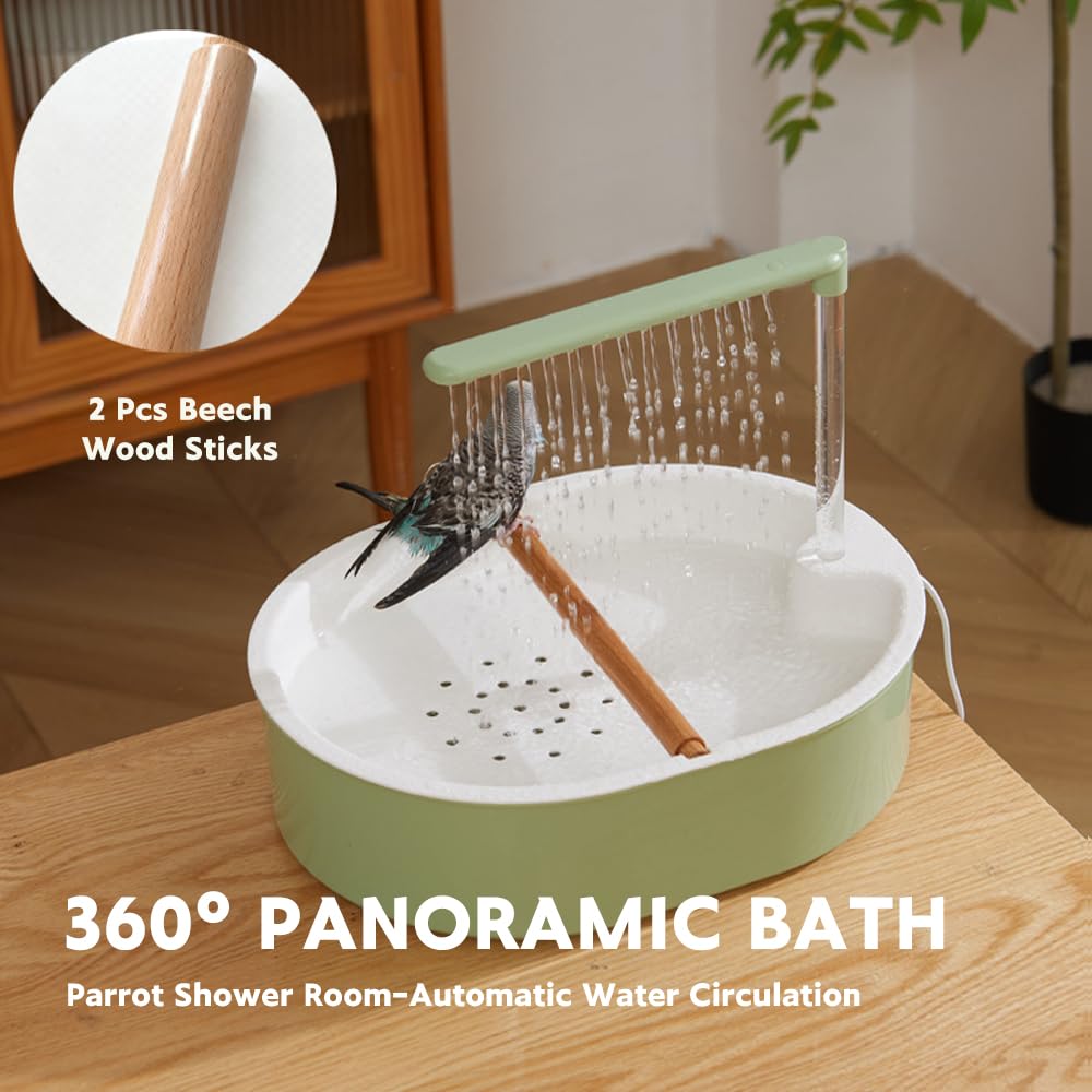 Vogel Badehaus Badewanne, Vogeldusche Wellensittich, USB Stromschleife Vogeltränke Balkon mit Umwälzsystem, Multifunktionaler Vogeldusche, für Unzertrennliche,Wellensittiche