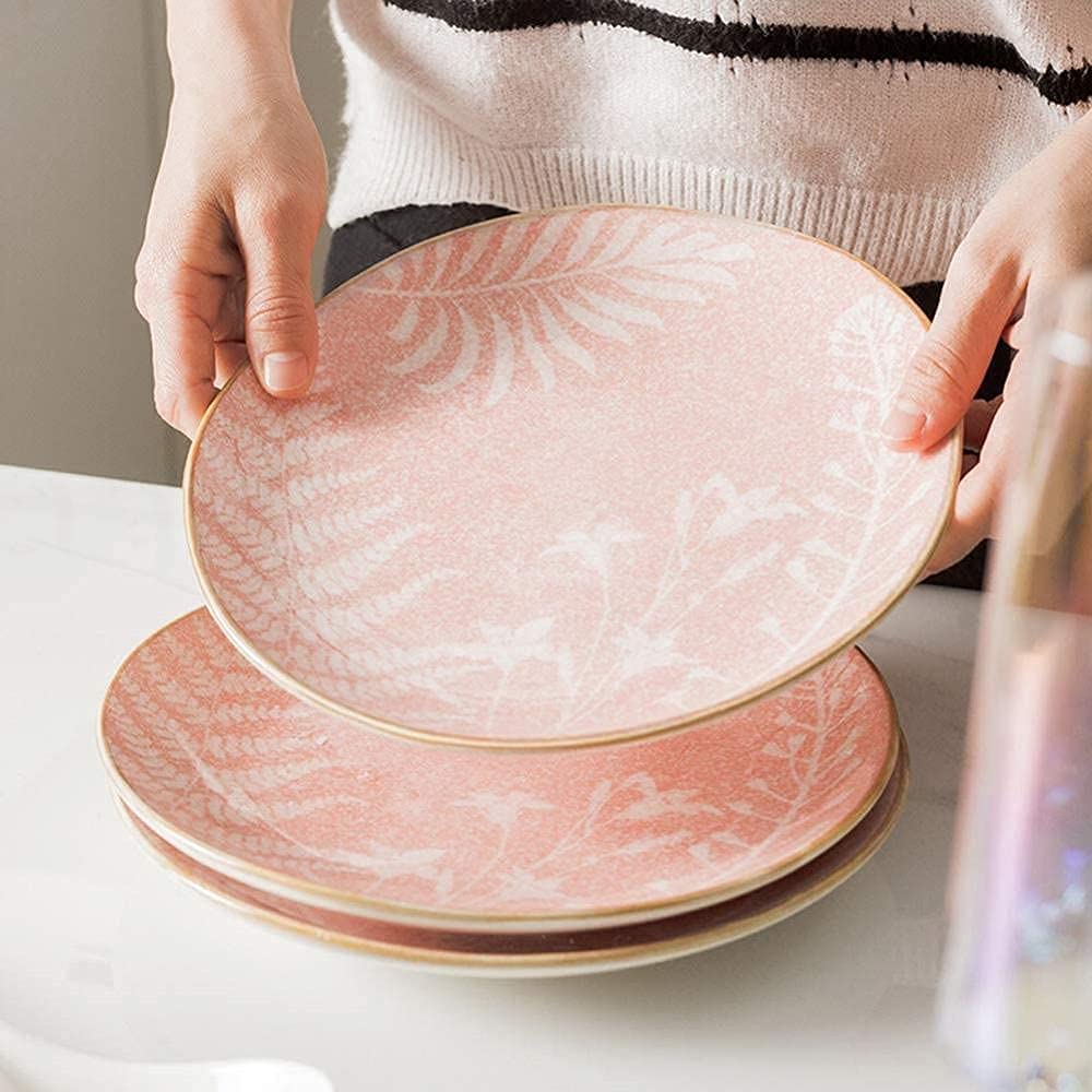 Juego de platos elegantes para restaurante y hogar de lujo, juego de vajilla de 28 piezas, tazones/platos de postre/platillos - Vajilla retro Juego de platos de porcelana Restaurante de fiesta famili