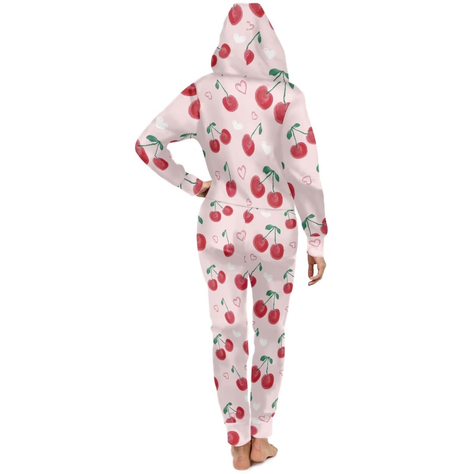 COEQINE Pigiama monopezzo con maniche lunghe per coppia, pigiama moglie con tasca a farfalla Prin tuta per autunno Winer Plus Size S-4XL