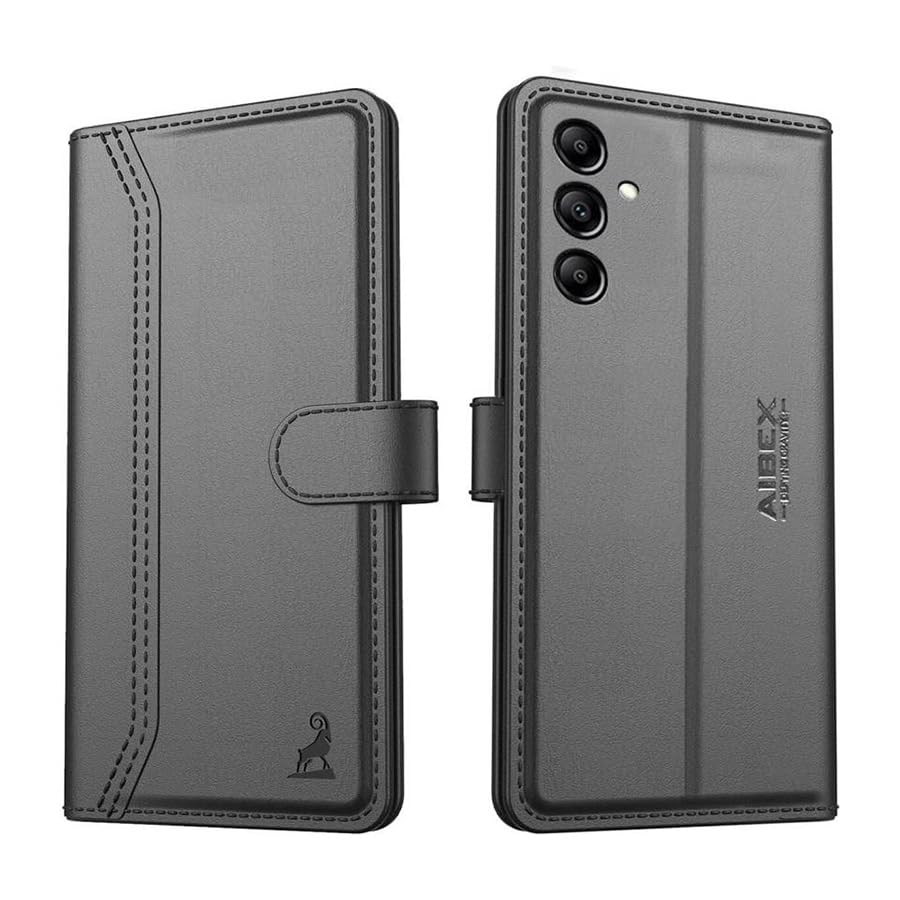 Image of AIBEX Compatible for Oppo K12x 5G / Oppo A3 Pro 5G Flip Cover Leather Finish with Magnatic Closure | Inside TPU with Card Pockets | Wallet Stand | Complete Protection Flip Case -Black